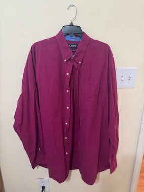 Chaps Men's Button-Down Shirt in Berry Plaid